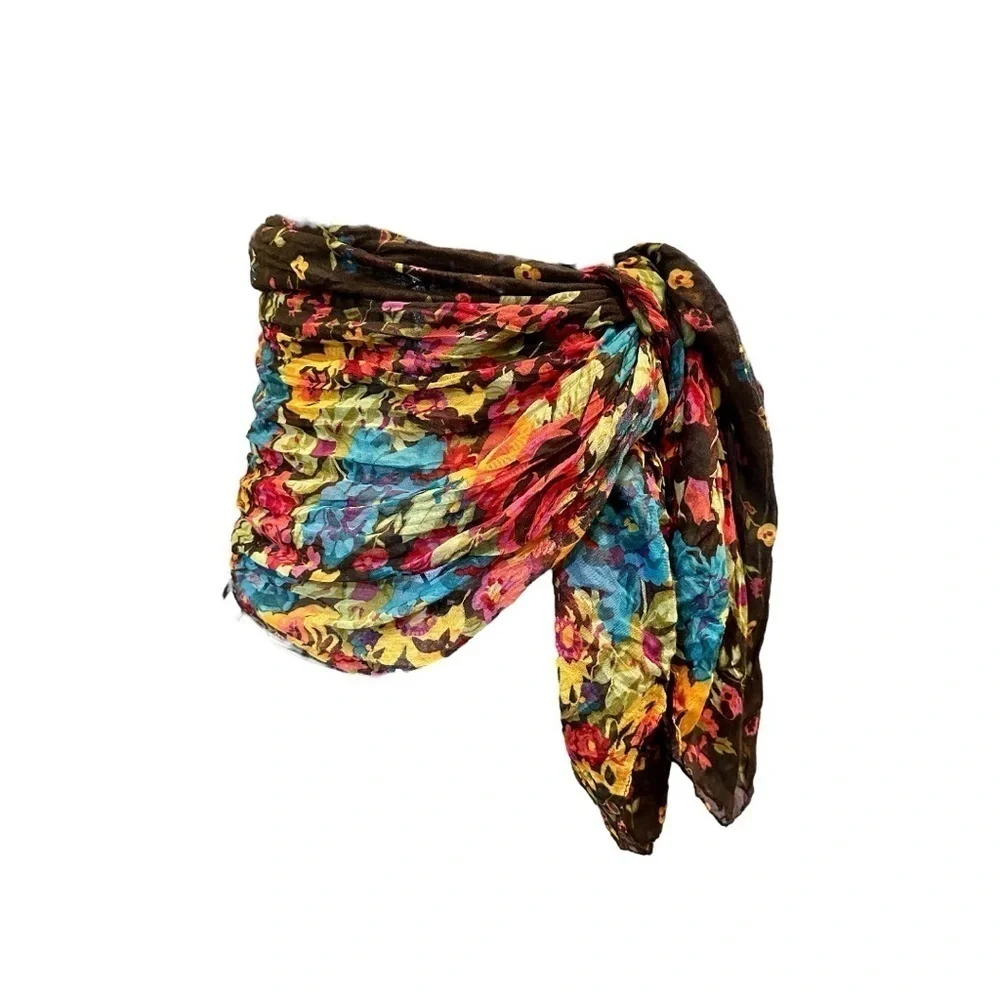 WOMENS SCARF, NWOT, LONG, FLORAL SCARF. COLORFUL RAINBOW OF COLORS.
